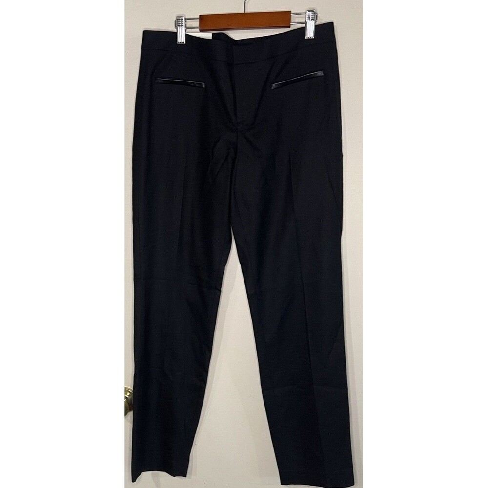 Club Monaco Sz 6 Classic Flat Front Silhouette Leather Trimmed Pockets